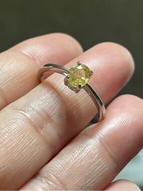 Certified Natural Yellow Sapphire Solitaire Gemstone Ring in 925 Silver Size 9